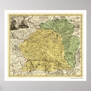 Poster Carte 1750 de la Lithuanie
