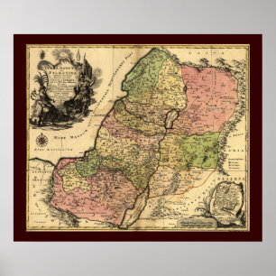 Poster Carte 1759 de l'Israël antique avec les 12 tribus