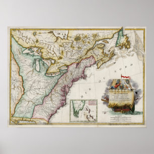 Poster Carte 1784 des Etats-Unis d'Amérique
