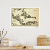 Poster Carte 1806 des Antilles et du Golfe du Mexique (Cuisine)