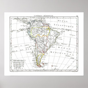 Poster Carte 1806 - L'Amérique Méridionale