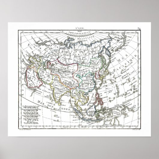 Poster Carte 1806 - L'Asie (Devant)