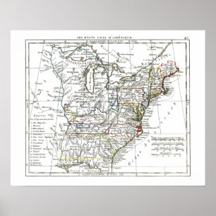 Poster Carte 1806 - Les Etats Unis d'Amrique