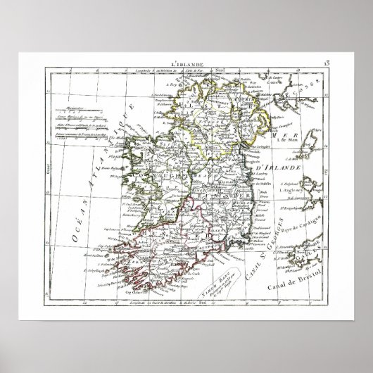 Poster Carte 1806 - L'Irlande (Devant)