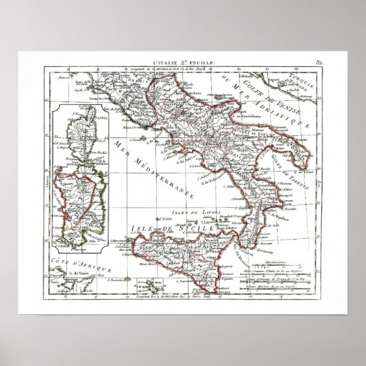 Poster Carte 1806 - L'Italie 2e Feuille (Devant)
