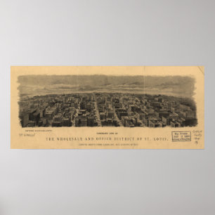 Poster Carte 1904 panoramique de vue d'oeil d'oiseaux de