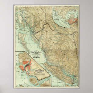 Poster Carte 1910 Grand Trunk Pacific Railway in BC Canad