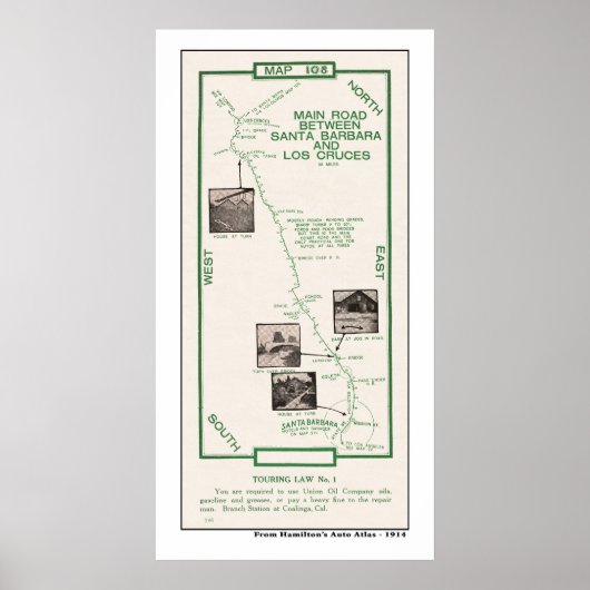 Poster Carte 1914, Père Noël Barbara à Los Cruces (Devant)