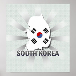 Poster Carte 2,0 de drapeau de la Corée du Sud