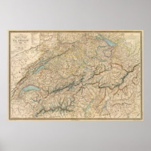 Poster Carte 2 d'atlas de la Suisse