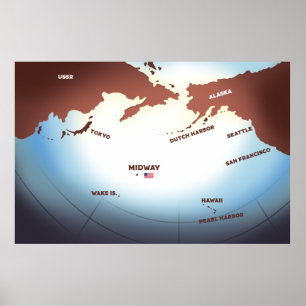 Poster Carte 2ÈME GUERRE MONDIALE de style vintage de Mid