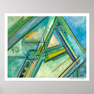 Poster Carte Abstraite bleue verte par Marie Christine Be