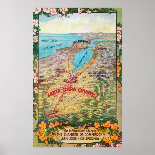 Poster Carte aérienne du comté de Père Noël Clara (Devant)