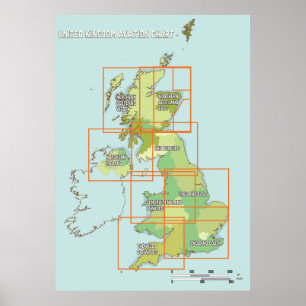Poster carte aéronautique du Royaume-Uni