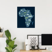 Poster Carte africaine avec silhouette animale (Bureau à domicile)