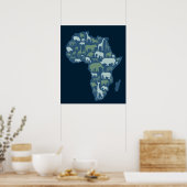 Poster Carte africaine avec silhouette animale (Cuisine)