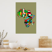 Poster Carte africaine drapeaux dans les cartes des pays (Cuisine)