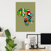 Poster Carte africaine drapeaux dans les cartes des pays (Bureau à domicile)