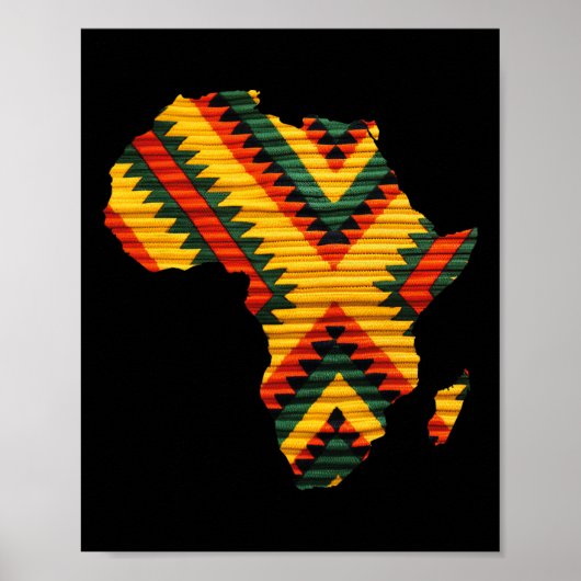 Poster Carte Africaine Kente Art Motif Hommes Femmes Blac (Devant)