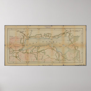 Poster Carte agréable de cru de New York de lac