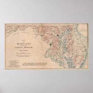 Poster Carte agricole vintage du Maryland (1920)