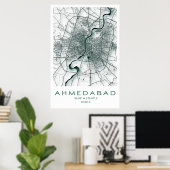 Poster Carte Ahmedabad | Gujarat | Inde (Bureau à domicile)