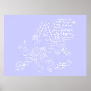 Poster Carte alimentaire de l'Europe (Lilac)