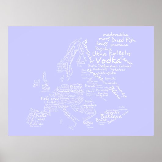 Poster Carte alimentaire de l'Europe (Lilac) (Devant)