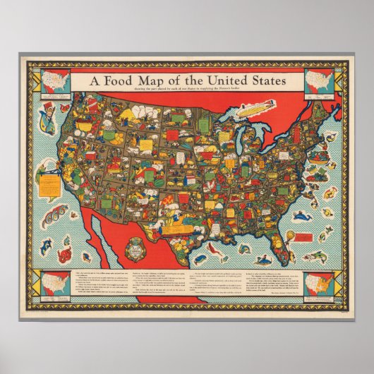 Poster Carte alimentaire des États-Unis (Devant)