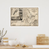 Poster Carte allemande de la Chine avec Guangdong et Maca (Cuisine)