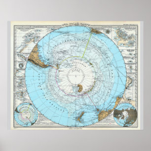 Poster Carte allemande du pôle Nord (1891)