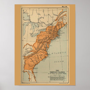 Poster Carte américaine de colonies de l'original 13