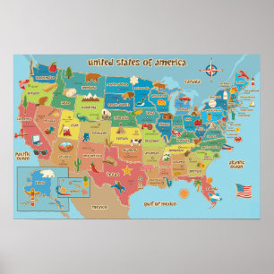 Poster Carte américaine pour les enfants