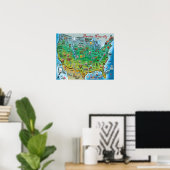 Poster Carte amusante de l'Amérique naturelle (Bureau à domicile)