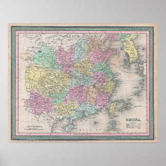 Poster Carte ancienne de Chine, 1853