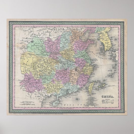 Poster Carte ancienne de Chine, 1853 (Devant)