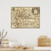 Poster Carte ancienne de l'Amérique centrale (Cuisine)