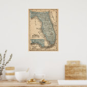 Poster Carte ancienne de l'État de Floride (Cuisine)