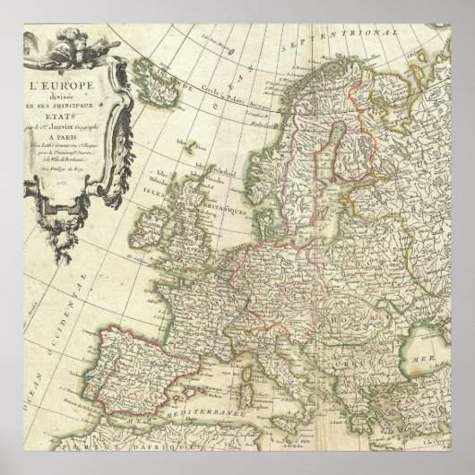 Poster Carte ancienne de l'Europe (Devant)