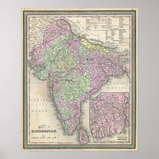 Poster Carte ancienne de l'Inde, 1853 (Devant)