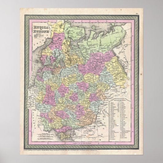Poster Carte ancienne de Russie, 1853 (Devant)