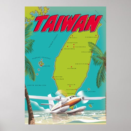 Poster Carte ancienne de Taïwan (Devant)