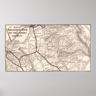 Poster Carte ancienne de Yosemite 1876
