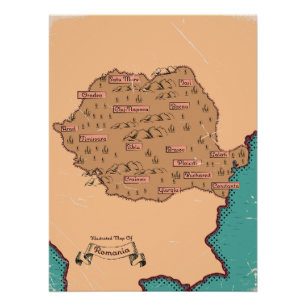 Poster Carte ancienne des comtés de Roumanie