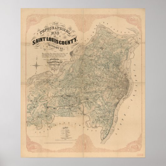 Poster Carte ancienne du comté de Saint-Louis (Devant)