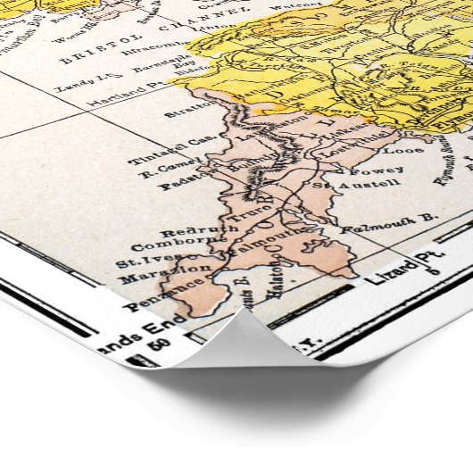 POSTER CARTE : ANGLETERRE ET ALLES (Coin)