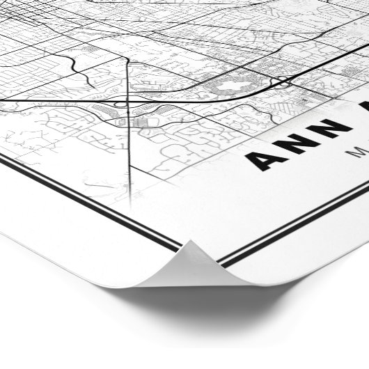 Poster Carte Ann Arbor (Coin)