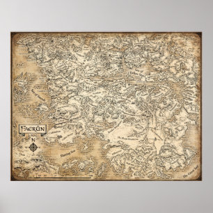 Poster Carte annotée de Faerun // Les royaumes oubliés