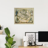 Poster Carte antique, America Sive Novus Orbis, 1596 (Bureau à domicile)