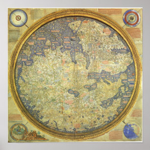 Poster Carte antique Asie Afrique l'Europe d'ATF Mauro